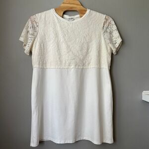 Arula Lace Top Dress 3X Cream Short Sleeve Round Neck‎ Boho Coastal Soft Girl